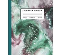 Aurora Marble Composition Notebook: Elegant Green and Purple Abstract Cover | Wide Ruled Lined Journal for Writing, School, and Office Use 7.5 x 9.25 inches 110 pages