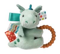 Mary Meyer,41640M, Taggies Soft Baby Rattle with Soothing Teething Ring and Sensory Tags, 6-Inches, Drax Dragon