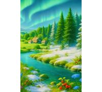 Aurora Meadow Landscape Notebook: This Aurora Meadow Landscape Notebook features a stunning 6x9 inch cover design of glowing northern lights over ... Perfect for journaling, creative w