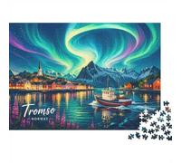 Aurora Mountain Boat Jigsaw Puzzle, 1000 Pcs Indoor Adult Game | 38x26cm Cardboard, Brain Workout, Accurate Cutting, Adult Hobbyists, Stress Reduction