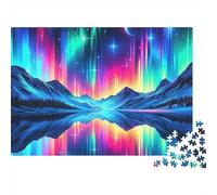 Aurora Mountain Lake 1000 Pieces Recycled Cardboard Puzzle for Kids 12+ Rainy Day Indoor Activity Brain Training Team Building Social Icebreaker 38x26cm/1000pcs