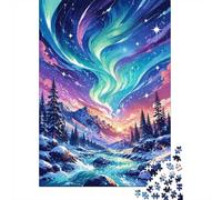 Aurora Mountain River 1000 Pieces Mini Jigsaw Puzzle for Adults | 38x26cm Cardboard Home Decor Smooth Surface Birthday Gift Stress Relief