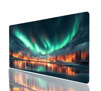 Aurora Mouse Mat 24”x12” Waterproof Gaming Mouse Pad Small Town Non-slip Rubber Base Abrasion-resistant Stitched Edges, Large Mousepad as Desk Mat for Office Accessories Laptop Keyboard JXL-3344