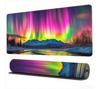 Aurora Mouse Mat XXL 31.5x15.7x0.12 inch Large Gaming Mouse Pad Landscape Desk Mat Stitched Edges, Washable Japanese Mousepad with Anti-Slip Rubber Base Desk Pad for Laptop Office Decor, Model320