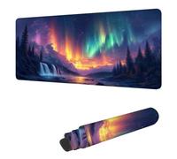 Aurora Mouse Pad XXL 1200 x 600 mm, Mouse Mat Fall Desk Pad with Stitched Edges and Non-Slip Rubber Base, Waterproof Mousepad Gaming Office Desk Accessories, for Improves Speed and Precision H-4966