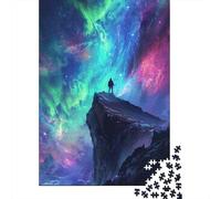 Aurora Night Sky 1000 Piece Jigsaw Puzzle Paper Adult Puzzle Game Steep Cliff Relaxation Focus Gift for Home Decor Family Fun 38x26cm/1000pcs