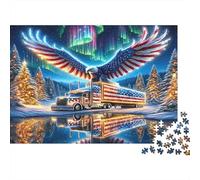 Aurora Night Sky American Truck 1000 Piece Jigsaw Puzzle Paper Material for Adults Forest Snow Scene Relaxing Home Entertainment 52x38cm/1000pcs
