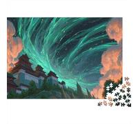 Aurora Night Sky Jigsaw Puzzle for Adults 1000 Piece Jigsaw Puzzle Ancient Architecture Relax Family 38x26cm/1000pcs