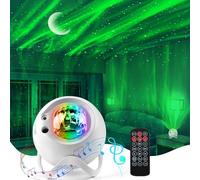 Aurora Northern Light Galaxy Projector - White Noise LED Lights with Night Stars for Bedroom with Multi-Color Bluetooth Remote Timer Mood Lighting Decoration