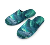 Aurora Northern Lights Slippers Women Winter Warm Cotton Hotel Slippers Anti-Slip Bedroom Slip-Ons Shoes 38-39_（7-8）