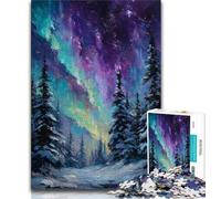 Aurora Oil Painting Jigsaw Puzzles for Teenagers 1000 Piece,Educational Games Home Decoration Suitable for Desktop Decoration 38x26cm