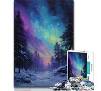 Aurora Oil Painting Jigsaw Puzzles for Teenagers,Help The Brain Exercise Addictive Toys to Cultivate Patience Suitable for Couples (38x26cm)