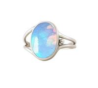 Aurora Opal Ring 925 Sterling Silver Gemstone Ring Jewelry for Women Promise Ring Oval Shape Dainty Statement Ring for Gift By