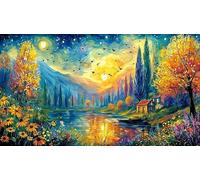 Aurora over a mystical lake with wooden dock 1000 Piece Jigsaw Puzzle - Hard Difficult Game Recycled Paper Home Activity Gift 38x26/1000pcs