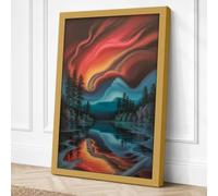 Aurora Over Frozen Lake Canvas Wall Art Print 18x12 Inch