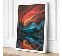 Aurora Over Frozen Lake Canvas Wall Art Print 18x12 Inch