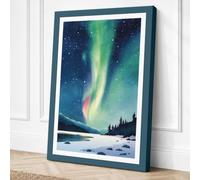 Aurora Over Frozen Lake Canvas Wall Art Print 30x20 Inch (76 x 51 cm)