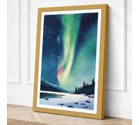 Aurora Over Frozen Lake Canvas Wall Art Print 36x24 Inch (91 x 61 cm)