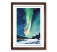 Aurora Over Frozen Lake Scandinavian Framed Wall Art Print A3 (42×29.7cm) Walnut, Wall Decor for Living Room, Bedroom, Office & Home, Ready to Hang, Art Gift