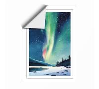 Aurora Over Frozen Lake Scandinavian Unframed Wall Art Print A1 (84.1×59.4cm), Wall Decor for Living Room, Bedroom, Office & Home, Art Gift