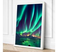 Aurora Over Frozen Land Canvas Wall Art Print 24x16 Inch (61 x 41 cm)