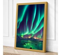 Aurora Over Frozen Land Canvas Wall Art Print 36x24 Inch