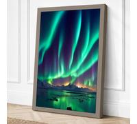 Aurora Over Frozen Land Canvas Wall Art Print 36x24 Inch