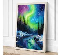 Aurora Over Frozen River Canvas Wall Art Print 18x12 Inch