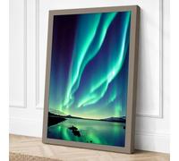 Aurora Over Frozen Waters Canvas Wall Art Print 24x16 Inch (61 x 41 cm)
