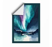 Aurora Over Mountains Scandinavian Unframed Wall Art Print A4 (29.7×21cm), Wall Decor for Living Room, Bedroom, Office & Home, Art Gift