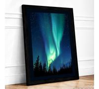 Aurora Over Silence Scandinavian Framed Wall Art Print A3 (42×29.7cm) Black, Wall Decor for Living Room, Bedroom, Office & Home, Ready to Hang, Art Gift
