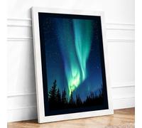 Aurora Over Silence Scandinavian Framed Wall Art Print A3 (42×29.7cm) White, Wall Decor for Living Room, Bedroom, Office & Home, Ready to Hang, Art Gift
