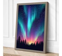 Aurora Over Silent Forest Canvas Wall Art Print 30x20 Inch (76 x 51 cm)