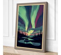 Aurora Over Silent Waters Canvas Wall Art Print 18x12 Inch