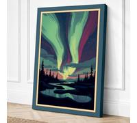 Aurora Over Silent Waters Canvas Wall Art Print 24x16 Inch