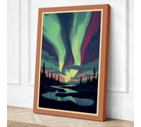Aurora Over Silent Waters Canvas Wall Art Print 36x24 Inch