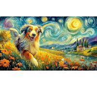Aurora over snowy dog and cabin Puzzle for Adults 1000 Pieces - Educational Decompression Game Wall Decoration & Gift 38x52/1000pcs