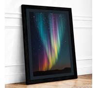 Aurora Over Starlit Skies Scandinavian Framed Wall Art Print A1 (84.1×59.4cm) Black, Wall Decor for Living Room, Bedroom, Office & Home, Ready to Hang, Art Gift