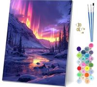 Aurora Paint by Numbers for Adults With Frame, Painting by Numbers for Adults Snow Scene, DIY Acrylic Pigment Drawing Arts and Crafts, Hobbies for Women, for Home Wall Decor Gifts 8x12 inch 8-8682