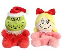 Aurora Palm Pals Christmas Plush 2 Piece Bundle, Santa Grinch and Cindy Lou Who, Multi-colored