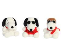 Aurora Peanuts Palm Pal 3 Piece Plush Bundle, Joe Cool, Flying Ace, and Snoopy 5 inches
