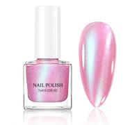 Aurora Pink Nail Polish, Quick Dry & Long Lasting,Iridescent Shimmer Finish | High-glossy soft pink colour with a luminous, multi-dimensional shimmer effect,smooth & long lasting wear for DIY manicure