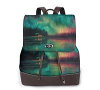 Aurora Print Leather Women's Backpack Travel Bag Ladies Versatile Small Backpack Business Leisure,One Size