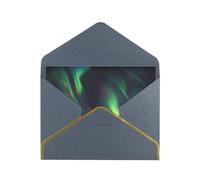aurora Printed Pearl Paper Greeting Card, Black - Folded Blank Cards with Gold Trim for Weddings, Birthdays, Christmas