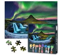 Aurora Puzzles for Adults 1000 Pieces, Iceland Jigsaw Puzzles, Kirkjufell Mountains Adult Puzzle for Adults, Educational Fun Games or Toys for Elders Friends 20X27 INCH