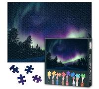 Aurora Puzzles for Adults 1000 Pieces, Northern Lights Jigsaw Puzzles, Winter Finland Lapland Adult Puzzle for Adults, Educational Fun Games or Toys for Elders Friends 20X27 INCH