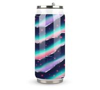 Aurora Rift Printed Stainless Steel Thermos Cup with Lid and Straw Suitable for Use in The Car Traveling Fitness Outdoor Activities Cafes Offices Home Use Etc
