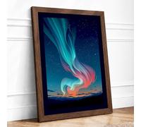 Aurora Rising Framed Wall Art Print A1 Walnut
