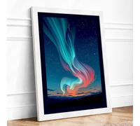 Aurora Rising Framed Wall Art Print A3 White