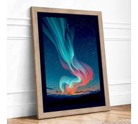 Aurora Rising Framed Wall Art Print A4 Oak
